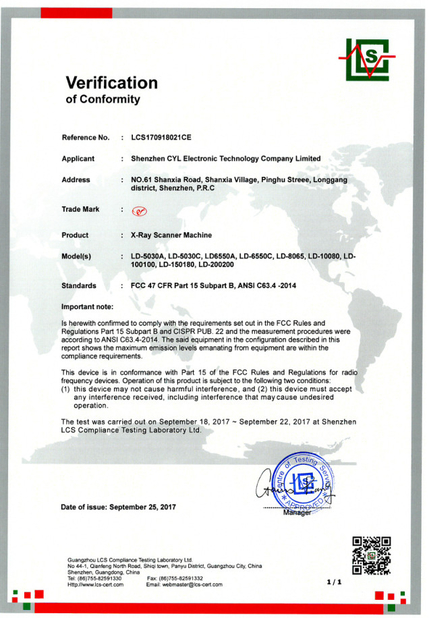 China Shenzhen Chuangyilong Electronic Technology Co., Ltd. Certificaten